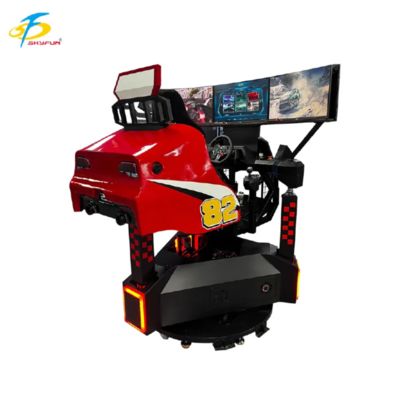 เครื่อง Arcade รถแข่งขันสีแดง 3 จอ หมุน 360 องศา, การตอบสนองแรง, เสียง 3 มิติ, อัตราการอัพฟรีช์สูง, ซิมুলেเตอร์การขับรถ VR Immersive สําหรับ FECs & Arcades