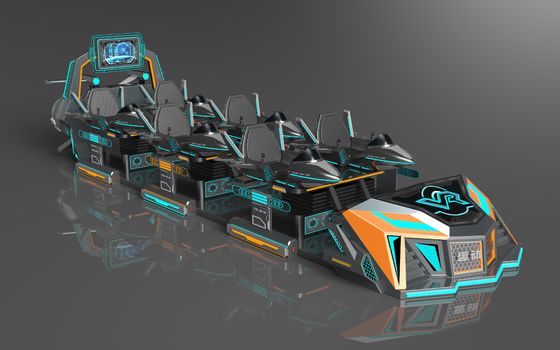 สนุกสนาน Fly Battleship 6 Seats VR Cinema องค์ประกอบการกระทําส่วนตัว, ที่นั่งขยายได้, หน้าจอหลังใหญ่, เกมส์ 55 เกมส์, DPVR E3-S แก้วและจอ 32 นิ้ว
