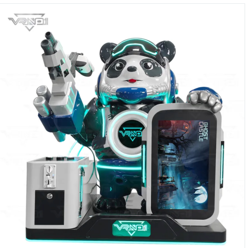 VR ทหารแพนด้า – เครื่องเล่นเกมยิง VR สุดล้ำ พร้อม 7 เกม, ตู้จ่ายของเล่น, รองรับหลายช่องทางการชำระเงิน และดีไซน์แพนด้าที่ปรับแต่งได้สำหรับตู้เกม