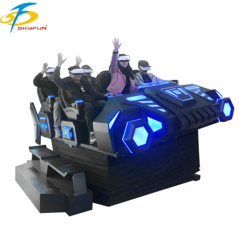 เก้าอี้โรงภาพยนตร์ VR 9D 6 ที่นั่ง – เครื่องจำลอง VR หลายคนพร้อมภาพยนตร์กว่า 100 เรื่อง, เกมแบบโต้ตอบ 15 เกม, แว่นตา VR Deepoon