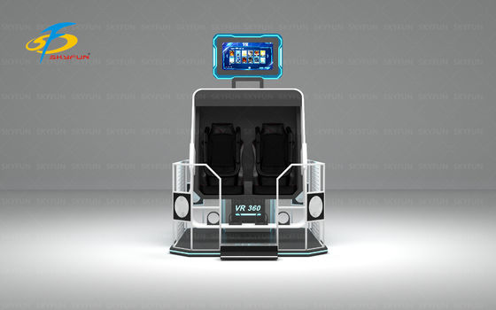 360 VR Simulator Double Player พร้อมที่นั่งหมุนและสวิง 360 องศา, ไฟสีที่ควบคุมจากระยะไกล, หูฟัง Deepoon VR, มอนิเตอร์ 42 นิ้ว, หนัง VR 40 หนังรวมกับ roller coaster & dinosaur themes