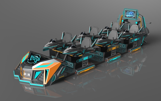 สนุกสนาน Fly Battleship 6 Seats VR Cinema องค์ประกอบการกระทําส่วนตัว, ที่นั่งขยายได้, หน้าจอหลังใหญ่, เกมส์ 55 เกมส์, DPVR E3-S แก้วและจอ 32 นิ้ว